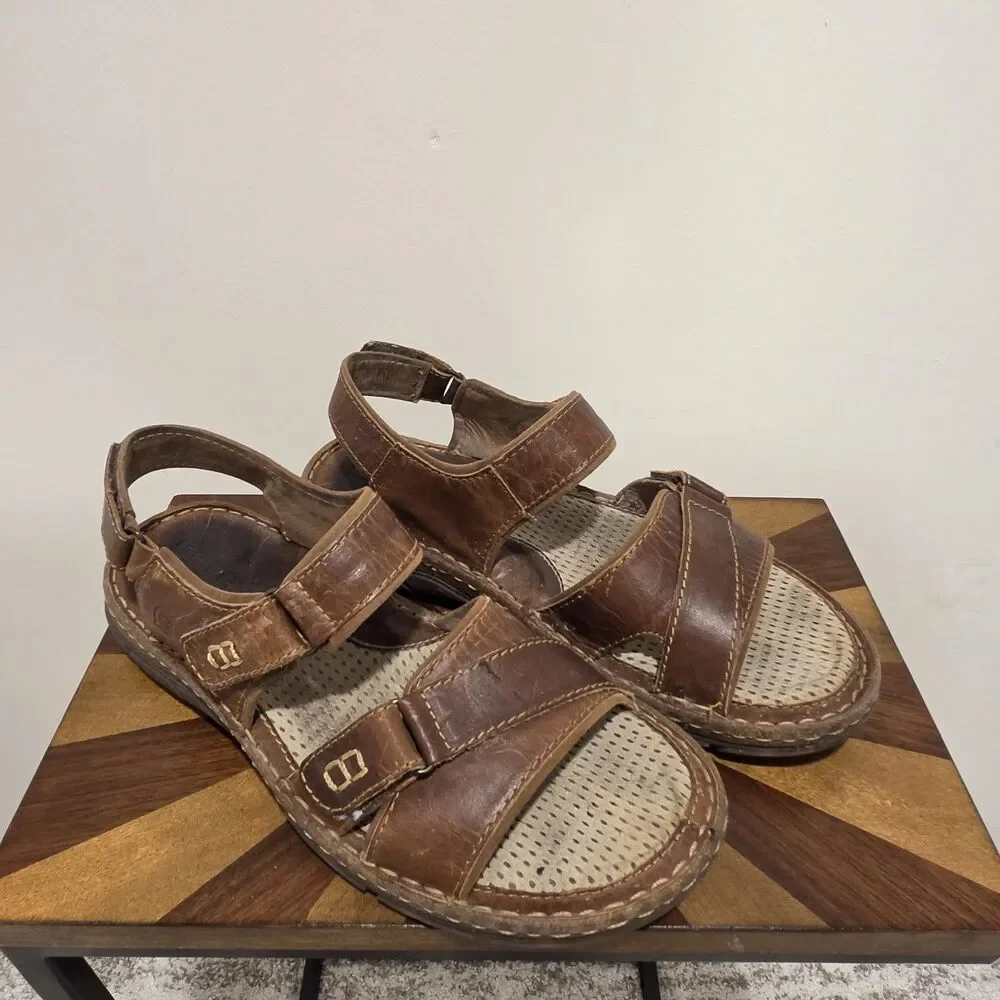 Born Custer Sandals US 11 Men Slingback Brown Leather Fisherman Dad Indie H61206